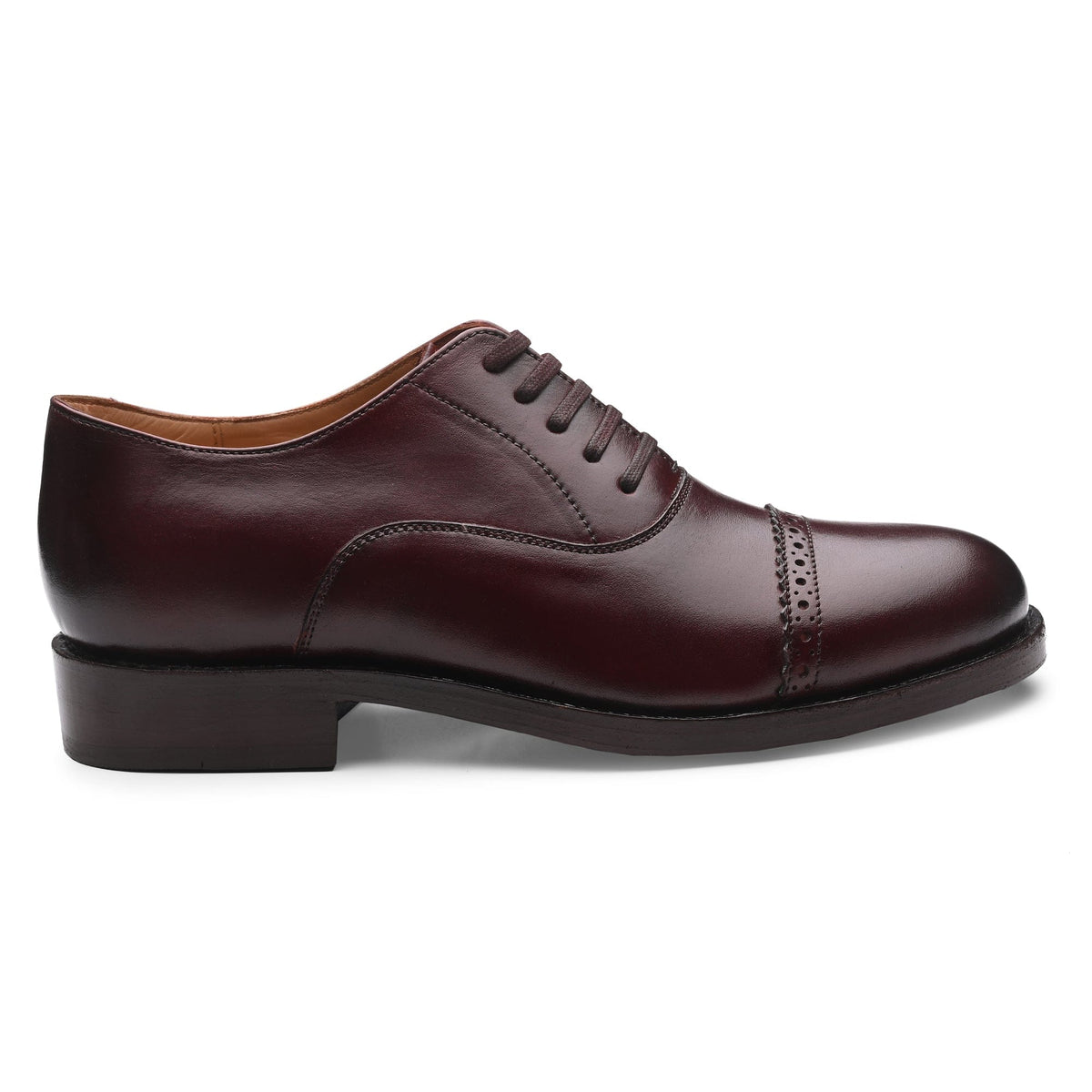 Quarter Brogue Cap Toe Brown Italian Leather Dress Shoes