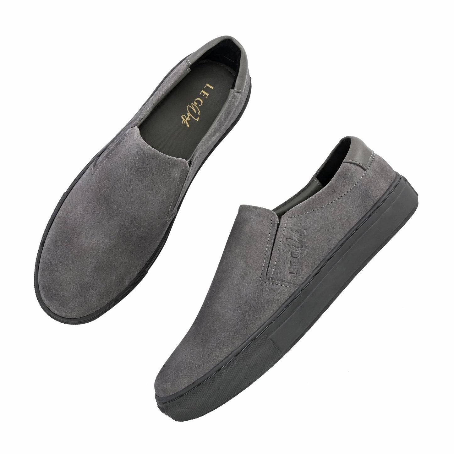 Legwork Slip On Grey Italian Suede Leather Shoes