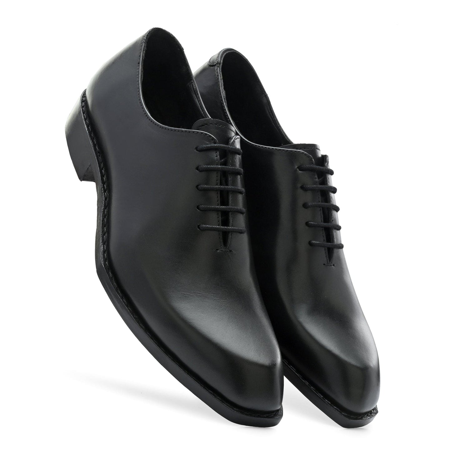 Edge Oxford Diamond Shaped Black Italian Leather Dress Shoes Reverse Goodyear Welted