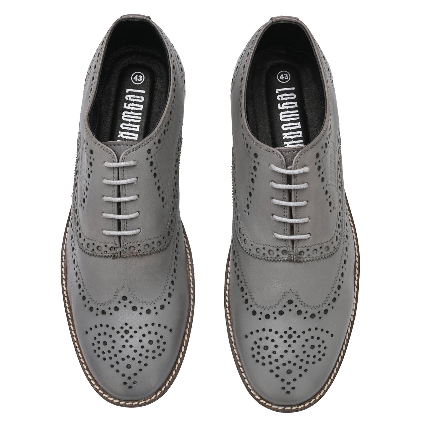 Legwork Informal Wingtip Oxford Brogue Off White Full Grain Leather Shoe