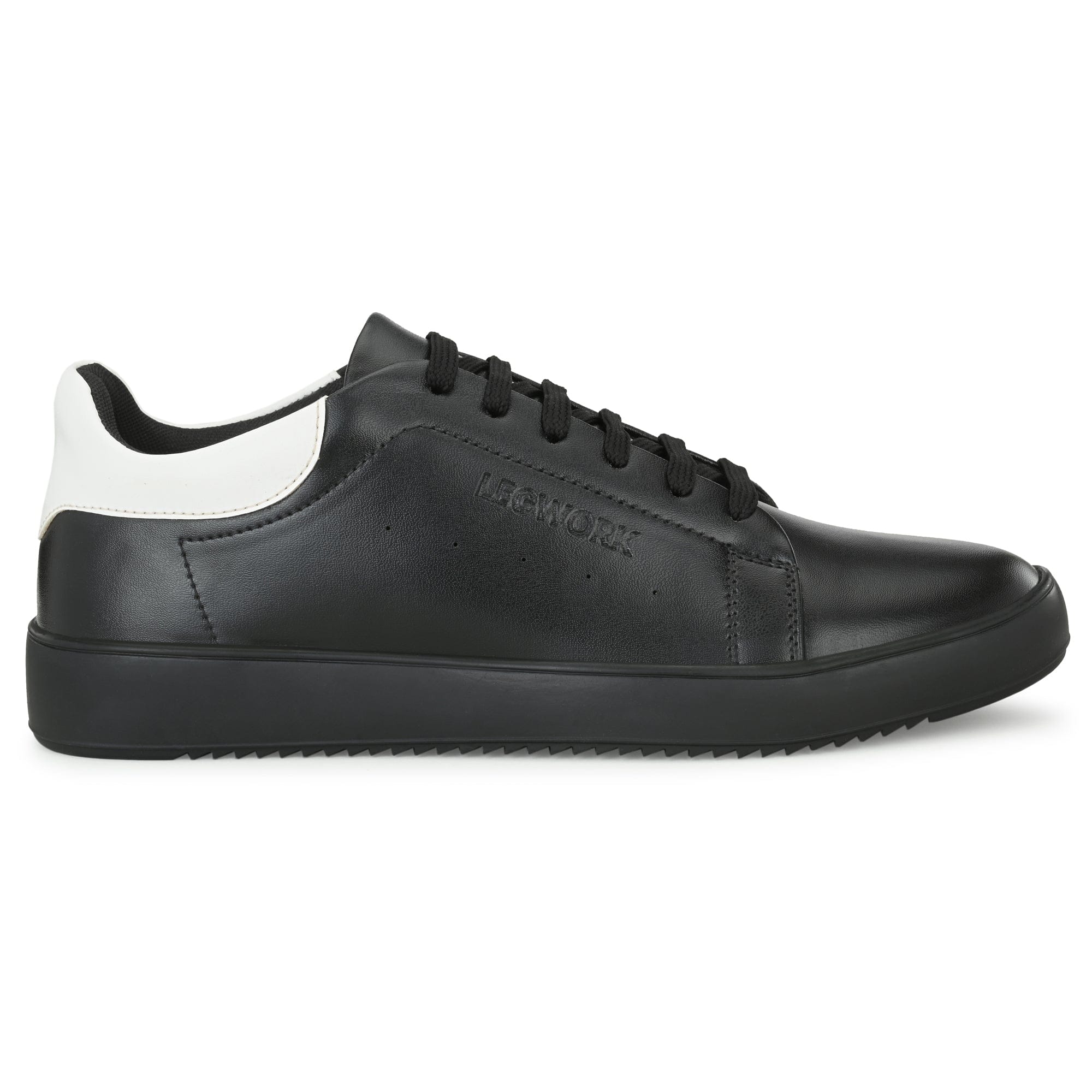 Mens black and white sales leather trainers