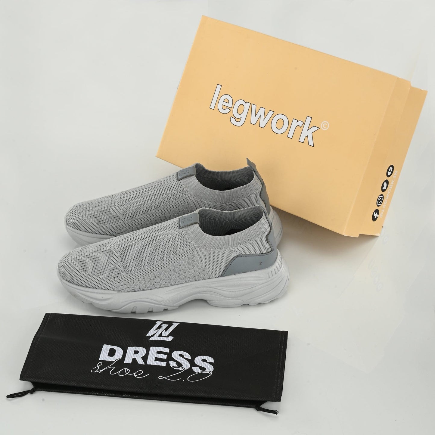 Legwork Ultra Triple Grey Comfortable ProKnit Sneakers Shoes made with 100% Recycled Plastic Bottles