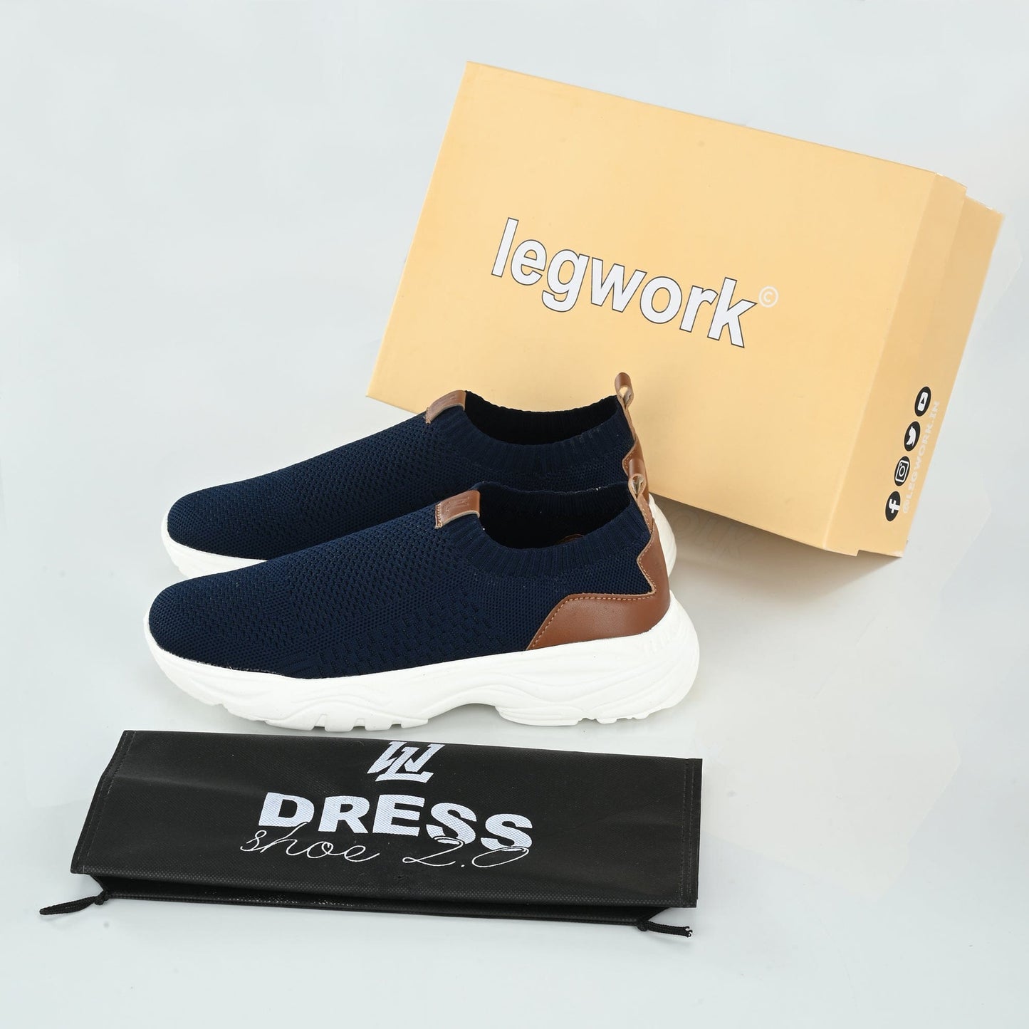 Legwork Ultra Navy Blue Comfortable ProKnit Sneakers Shoes made with 100% Recycled Plastic Bottles