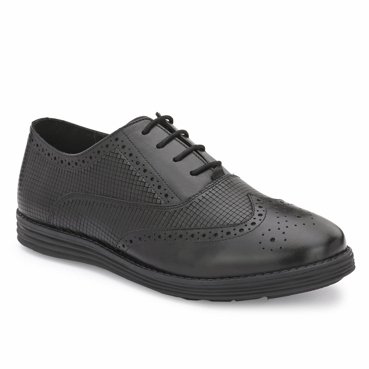 Legwork Lined Laser Brogue Oxford 2.0 Black Italian Leather Shoes