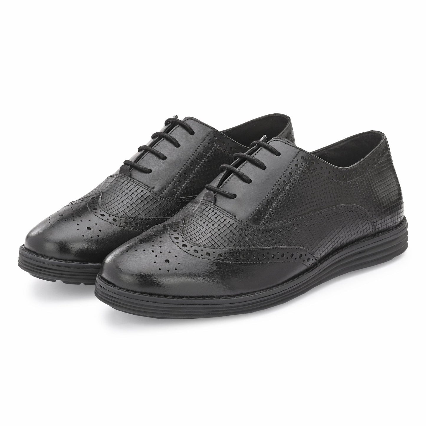 Legwork Lined Laser Brogue Oxford 2.0 Black Italian Leather Shoes