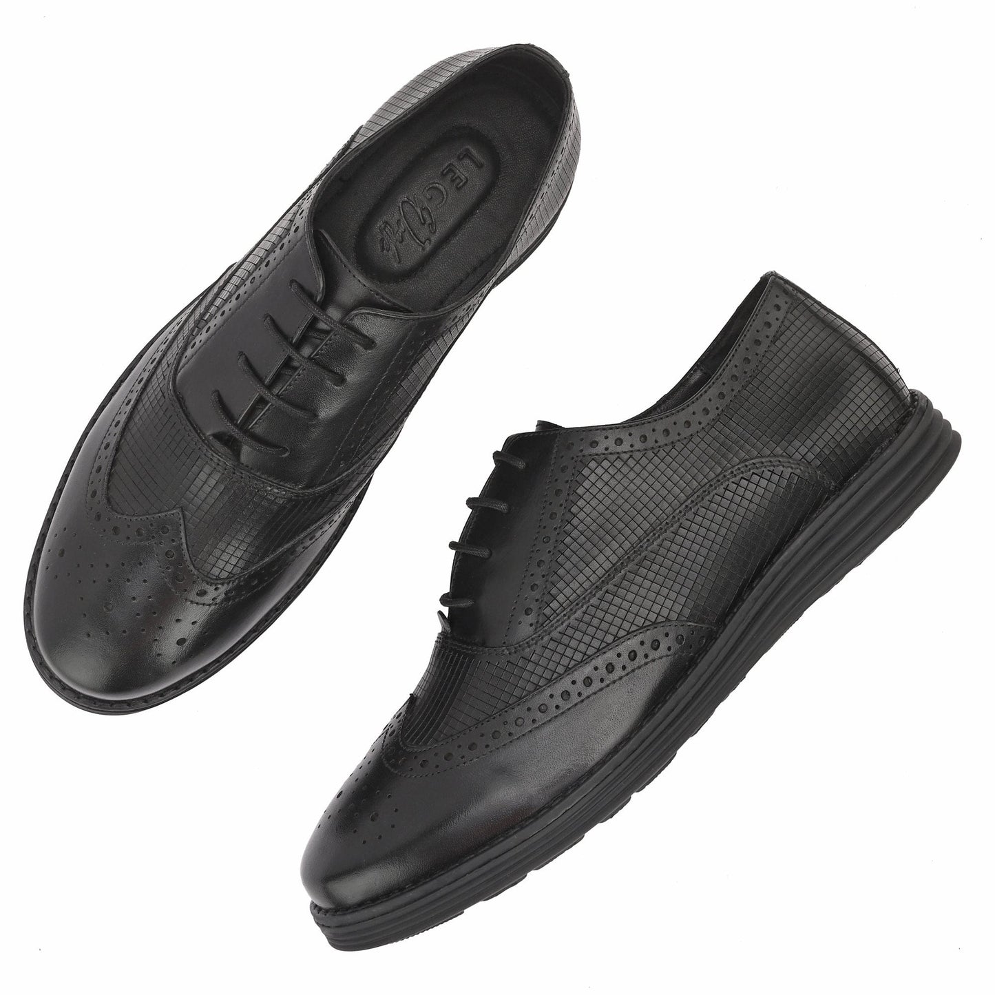 Legwork Lined Laser Brogue Oxford 2.0 Black Italian Leather Shoes