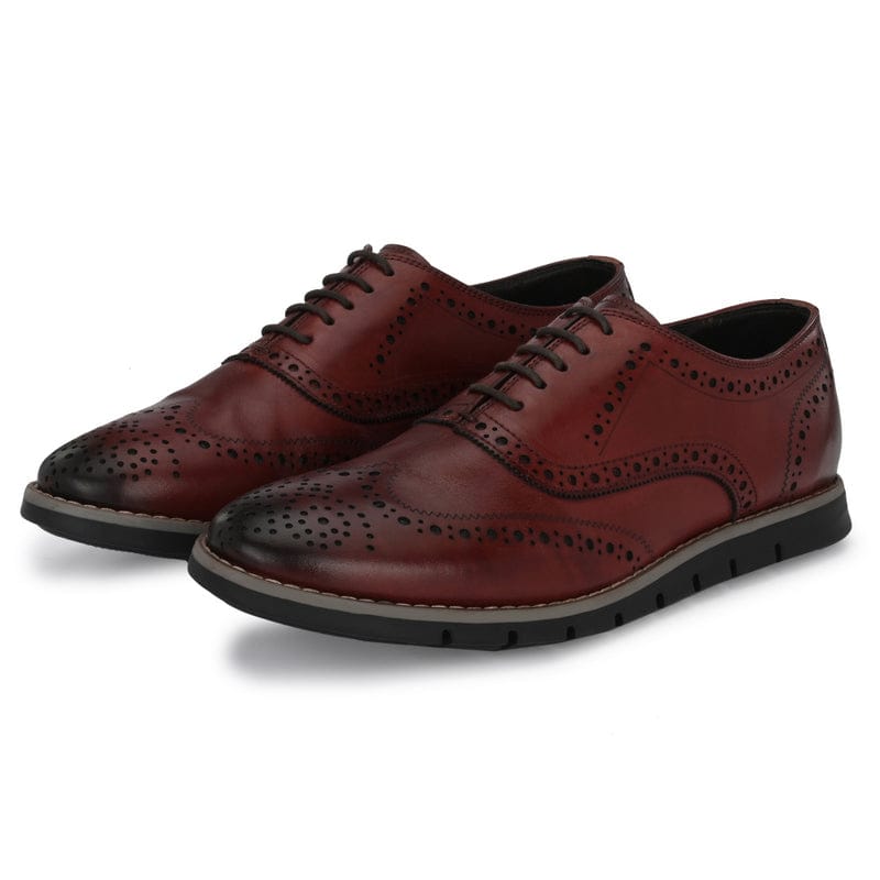 Legwork Informal Brogue Cognac Red Italian Leather Shoes