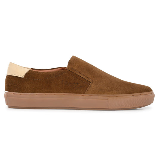 Legwork Slip On Tan Italian Suede Leather Shoes